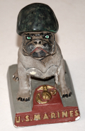 U.S. MARINE CORPS USMC “CHESTY” BULLDOG MASCOT CHALKWARE PAINTED FIGURINE 