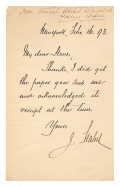 ALS BY HUNGARIAN BORN UNION MAJOR GENERAL JULIUS STAHEL (1825-1912); MEDAL OF HONOR RECIPIENT, US CONSUL TO JAPAN