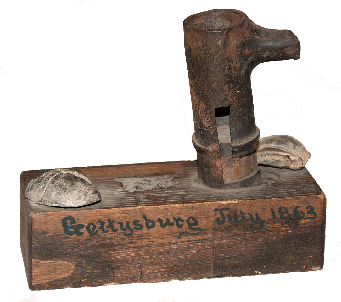 JOHN GOOD GETTYSURG DESK SET WITH BULLET-STRUCK WOOD