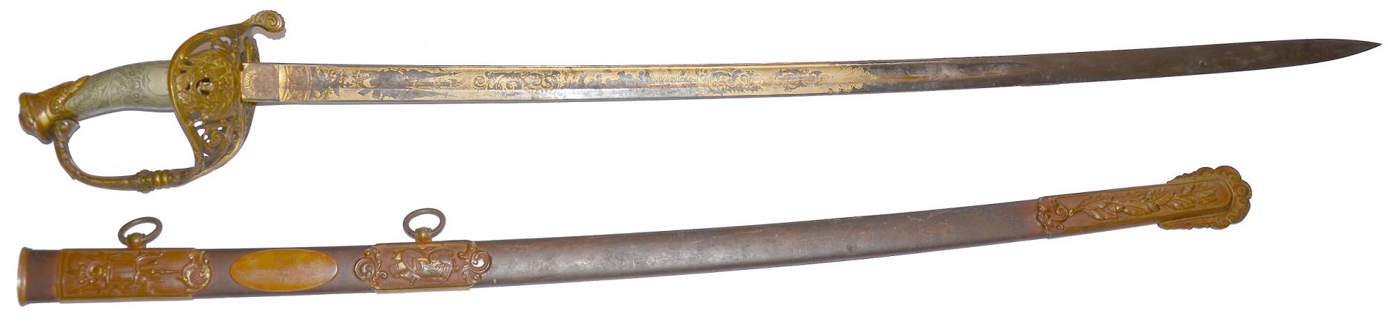PRESENTATION GRADE US MODEL 1850 FOOT OFFICER’S SWORD IDENTIFIED TO JONATHAN B. OVERMYER, 11TH PENNSYLVANIA INFANTRY