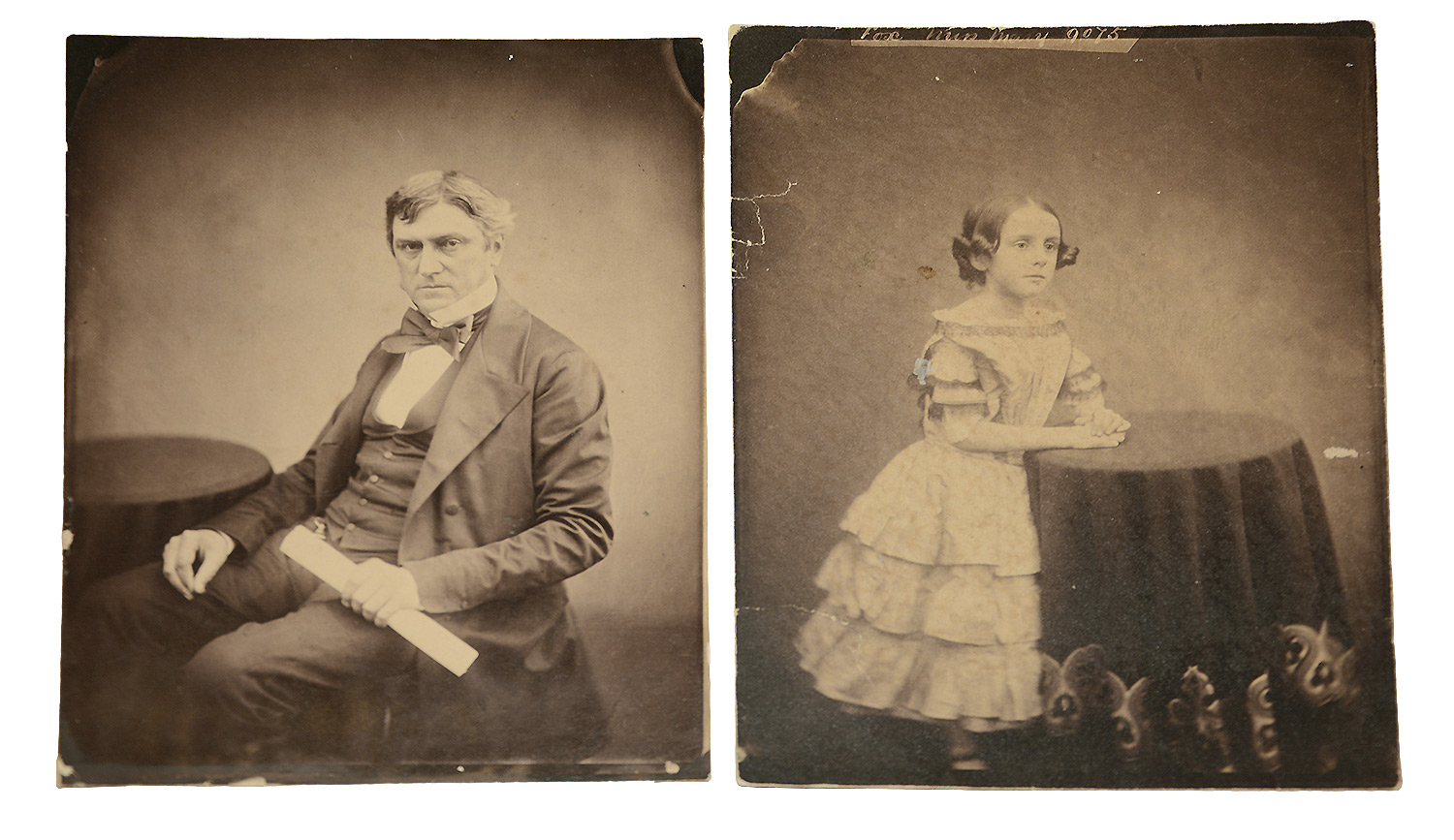 CIRCA 1858 PAIR OF ALBUMEN PHOTOGRAPHS: SIR CHARLES FOX, BUILDER OF THE CRYSTAL PALACE, AND HIS DAUGHTER MARY ISABEL