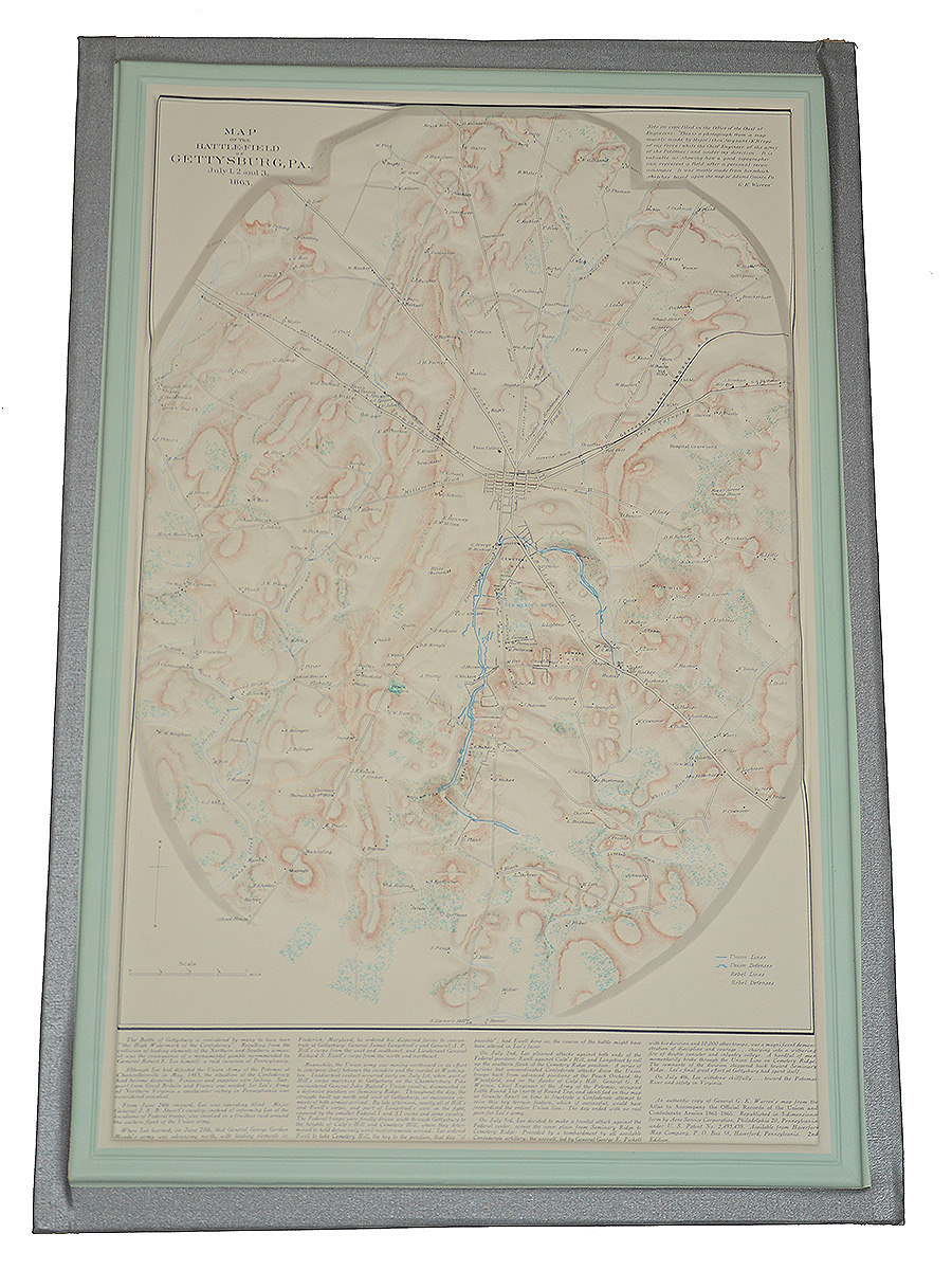1960 GETTYSBURG BATTLEFIELD 3-D TOPOGRAPHICAL RELIEF MAP