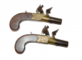  A MATCHING PAIR OF GEORGIAN FLINT "MUFF" PISTOLS