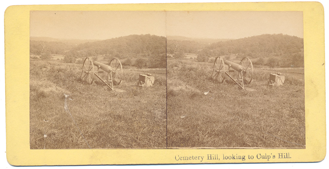MUMPER STEREOVIEW – RICKETT’S BATTERY, EAST CEMETERY HILL, AND CULP’S HILL