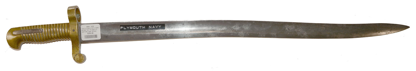 PLYMOUTH WHITNEY M1861 NAVY RIFLE SABER BAYONET BY COLLINS