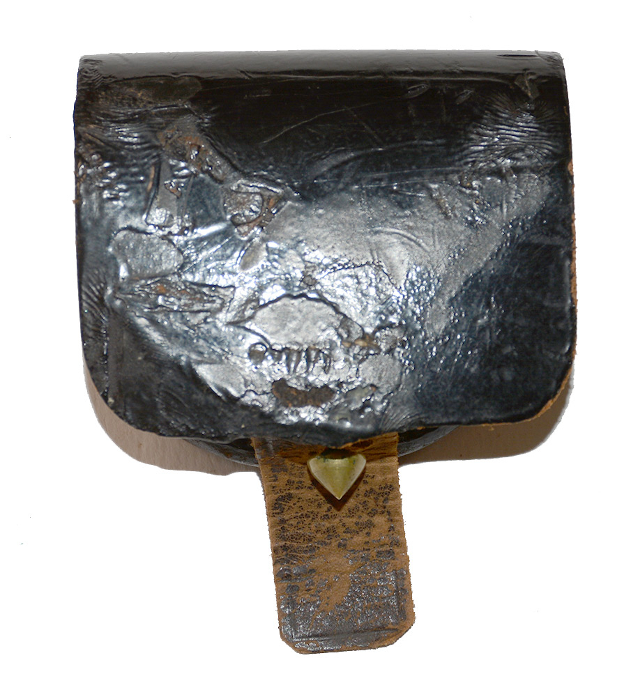 MILITIA PERCUSSION CAP POUCH, MAKER MARKED BAKER & McKENNEY, NEW YORK, IDENTIFIED TO A. H. WHEELER, CO. A
