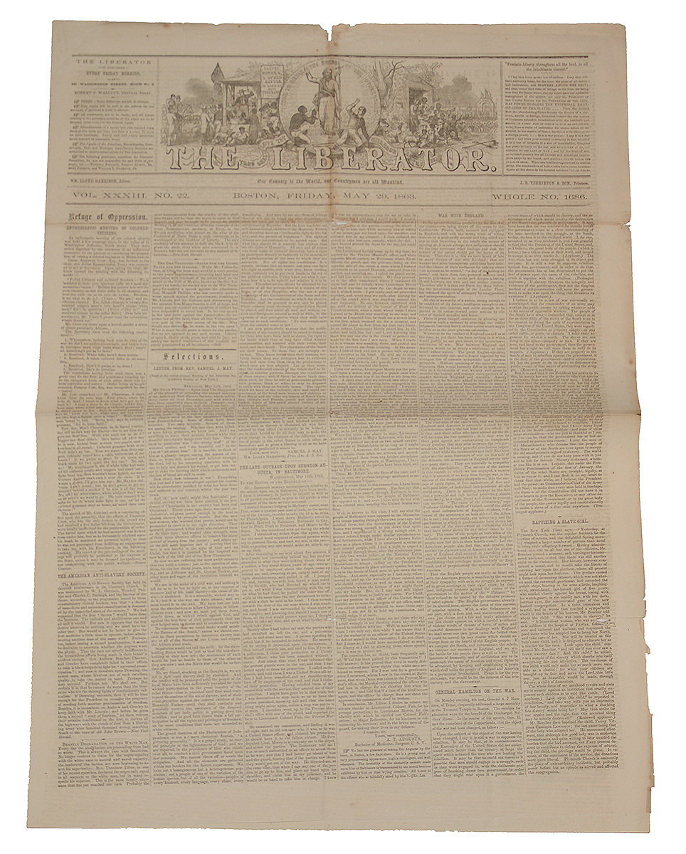 THE LIBERATOR NEWSPAPER – MAY 29, 1863 EDITION