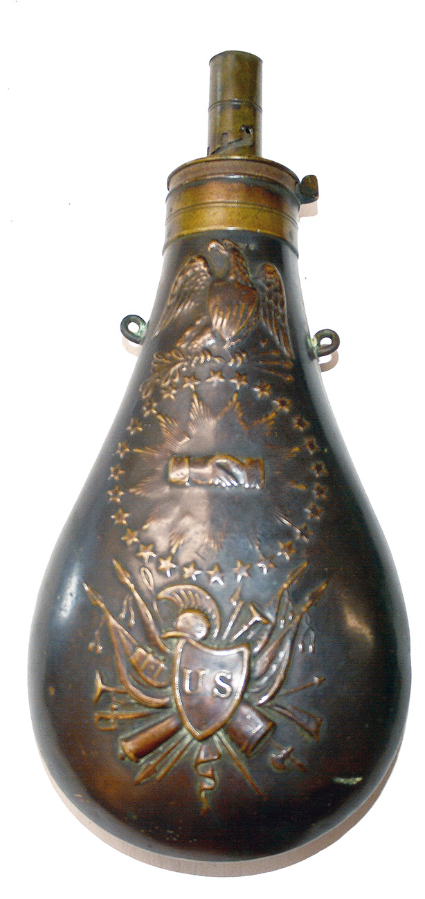 1838 DATED AMES “PEACE” FLASK