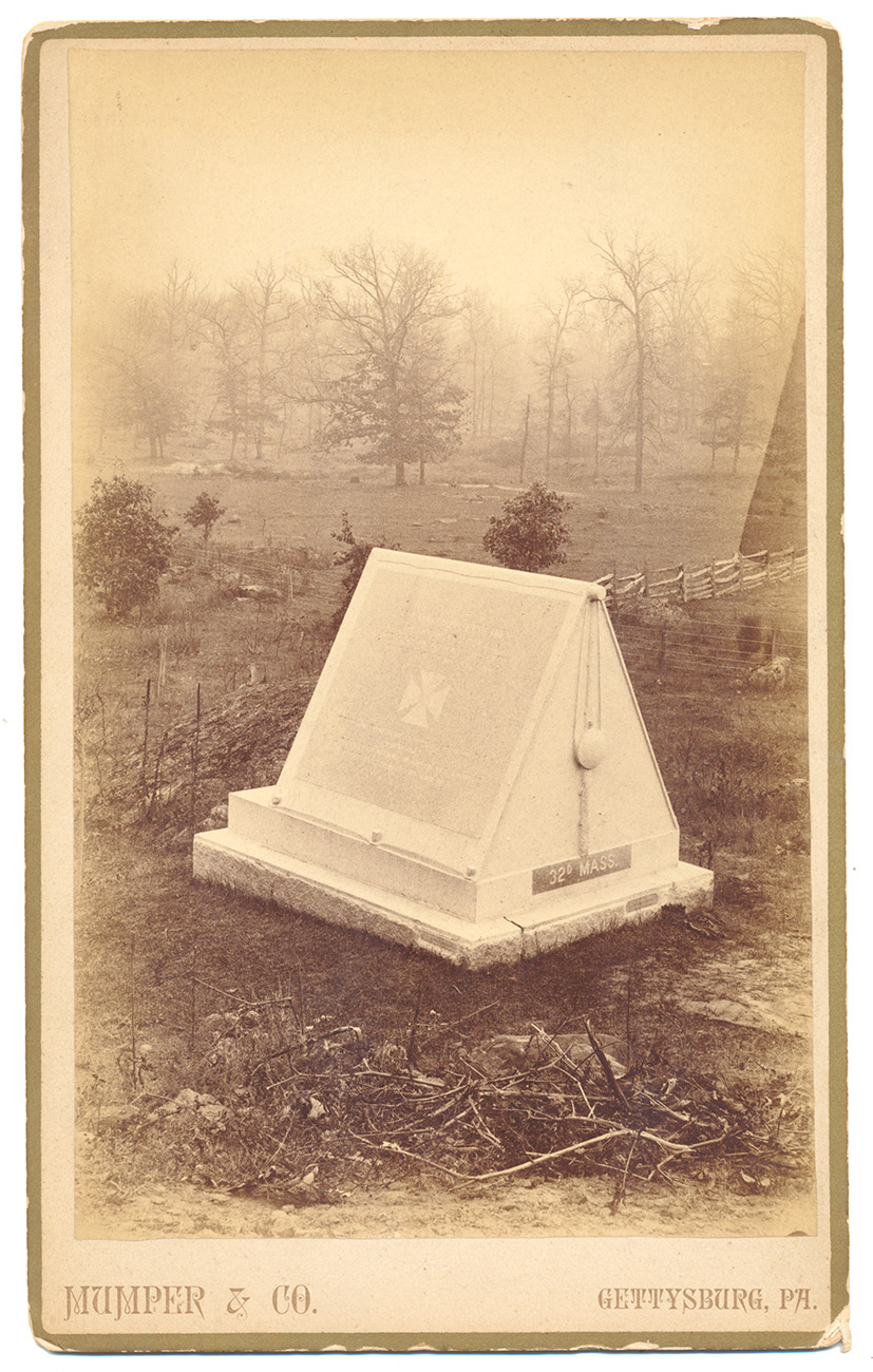 MUMPER CABINET CARD PHOTOGRAPH – 32nd MASSACHUSETTS MONUMENT – THE LOOP/STONY HILL/THE WHEATFIELD