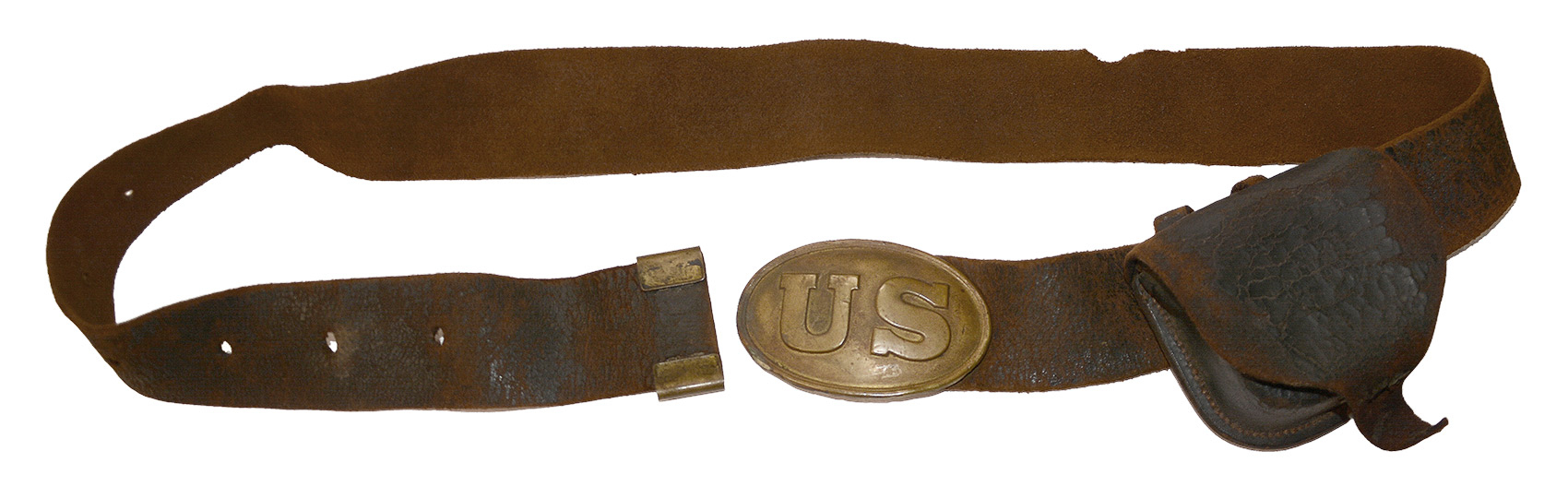 US CIVIL WAR ENLISTED BELT WITH MAKER-MARKED CAP POUCH – CAPS AND TOMPION INSIDE
