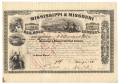 MISSISSIPPI & MISSOURI RAIL ROAD COMPANY  STOCK CERTIFICATE SIGNED BY JOHN A. DIX - IOWA'S FIRST RAILROAD