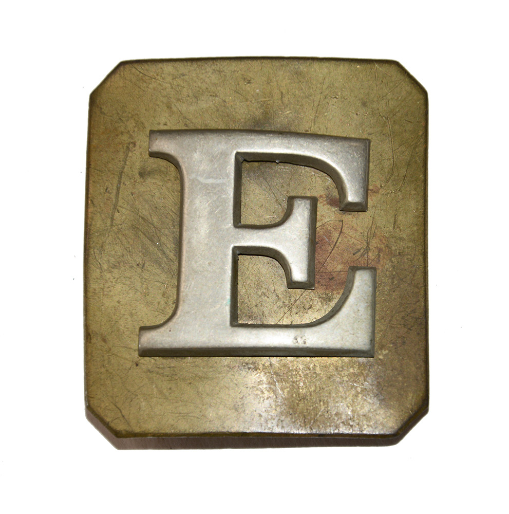 POST-CIVIL WAR CLIPPED-CORNER MILITIA/GUARD BELT PLATE (COMPANY “E”)