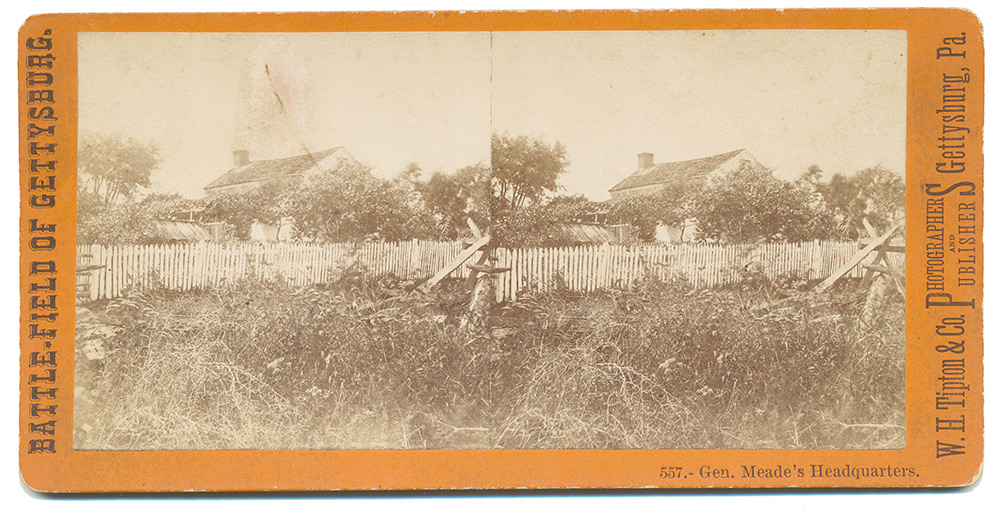 TIPTON GETTYSBURG STEREOVIEW CARD – GENERAL MEADE’S HEADQUARTERS WITH DANNER TAG