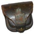 CIVIL WAR CAP BOX WITH ORIGINAL APPLIED NY STATE SEAL CAP BADGE