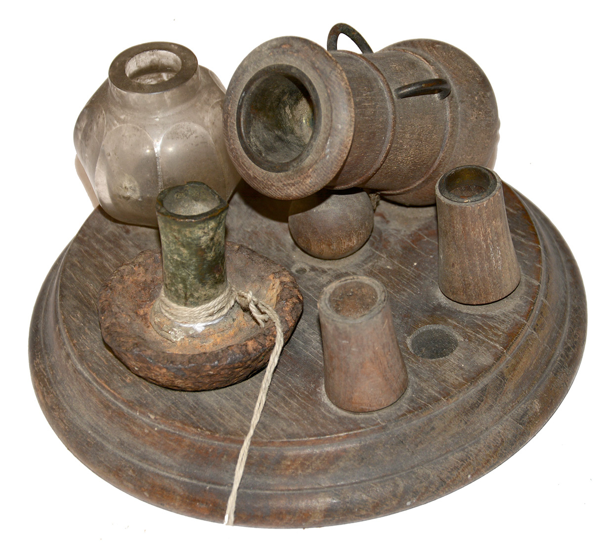 CIVIL WAR RELIC DESK SET WITH 1916 TAG: ROCHESTER, N.Y. 