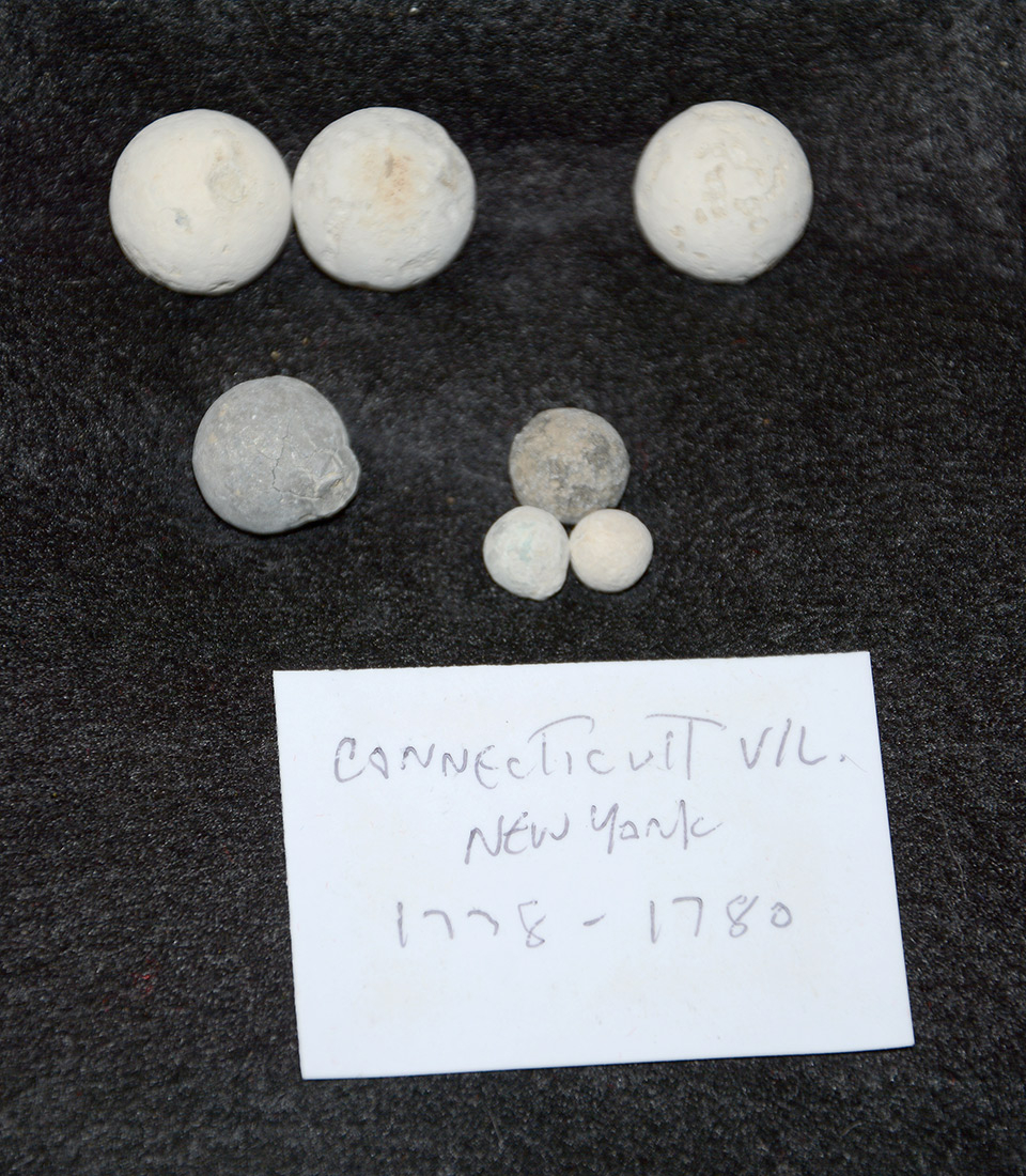 REVOLUTIONARY WAR MUSKET BALLS AND SHOT FROM “CONNECTICUT VILLAGE” CAMP IN NEW YORK
