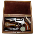 A CIVIL WAR MANUFACTURED CASED COLT 1849 POCKET REVOLVER IN CRISP CONDITION