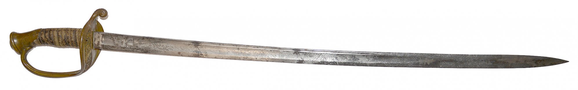 IMPORTED M1850 FOOT OFFICER’S SWORD IDENTIFIED TO E.L. HUNT, 7TH R.I. INFANTRY