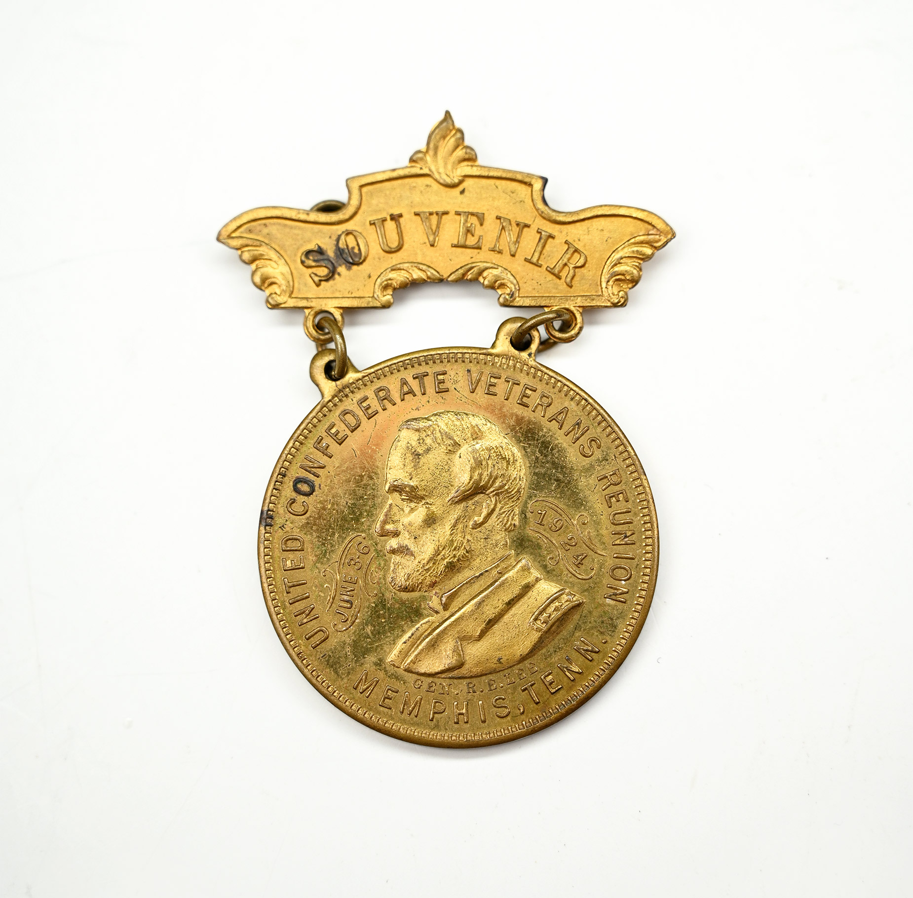 1924 SOUVENIR BADGE FOR THE UCV MEMPHIS REUNION 