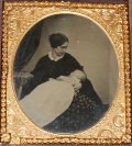 1/6th PLATE TINTYPE - POST-MORTEM MOTHER AND CHILD