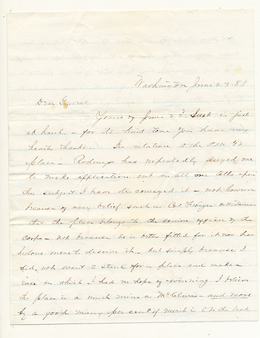 AUTOGRAPH LETTER SIGNED BY PAYMASTER WILLIAM SMITH – FUTURE PAYMASTER-GENERAL OF THE U.S. ARMY; TO FELLOW PAYMASTER AND “CRATER” GENERAL HENRY GODDARD THOMAS