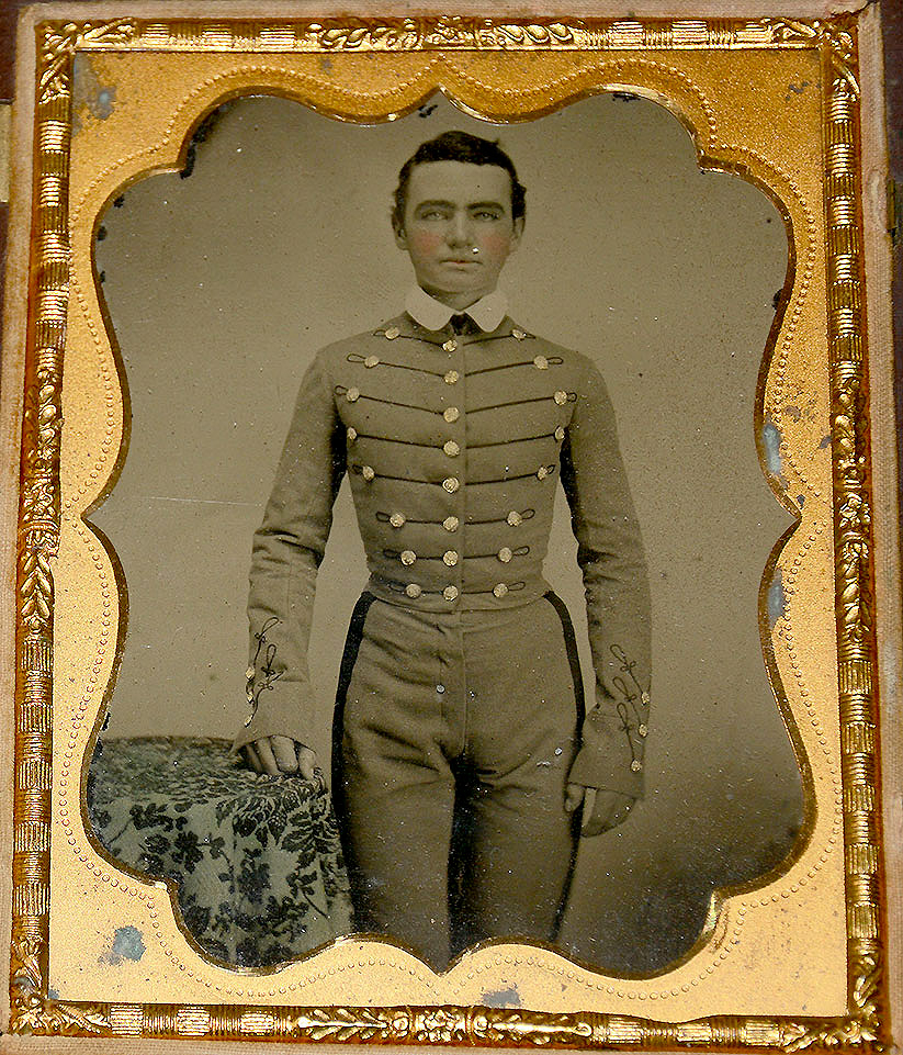 VERY RARE AMBROTYPE OF VMI CADET W.P. ROBINSON – 1st LT. 13th BATTALION, VIRGINIA ARTILLERY (RINGGOLD’S BATTERY), PHOTO FEATURED IN CONFEDERATE VETERAN MAGAZINE