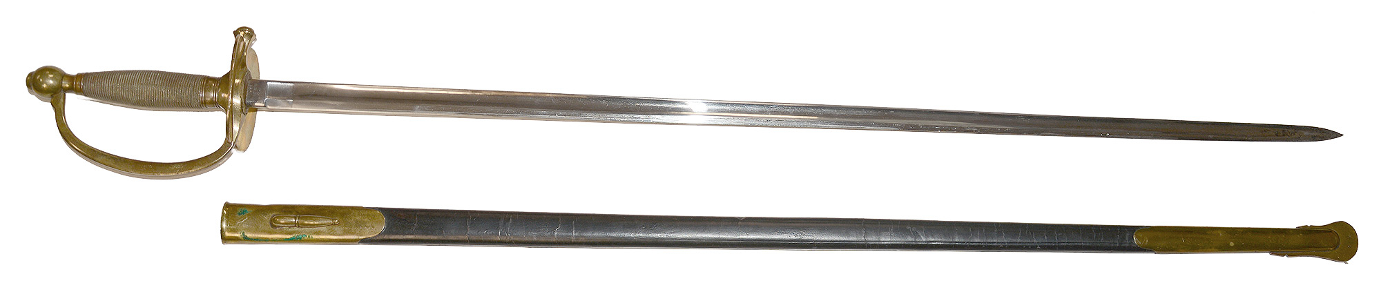 VERY GOOD M1840 AMES NCO SWORD AND SCABBARD DATED 1864 WITH MATCHING INSPECTOR MARKS