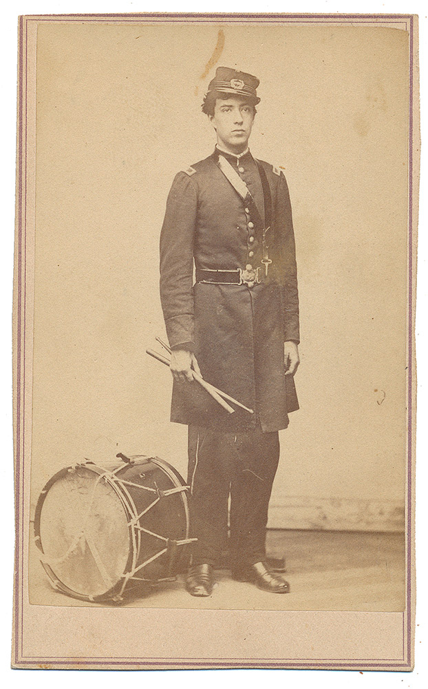 CDV PHOTO OF UNIFORMED DRUMMER