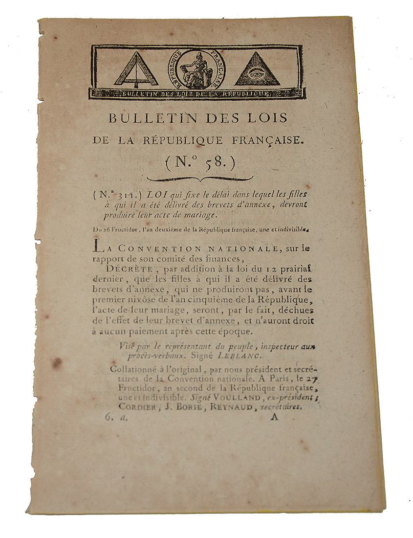 FRENCH REVOLUTION – 1794 BULLETIN DES LOIS – NATIONAL CONVENTION LAWS – ORIGINAL GOVERNMENT PRINTING