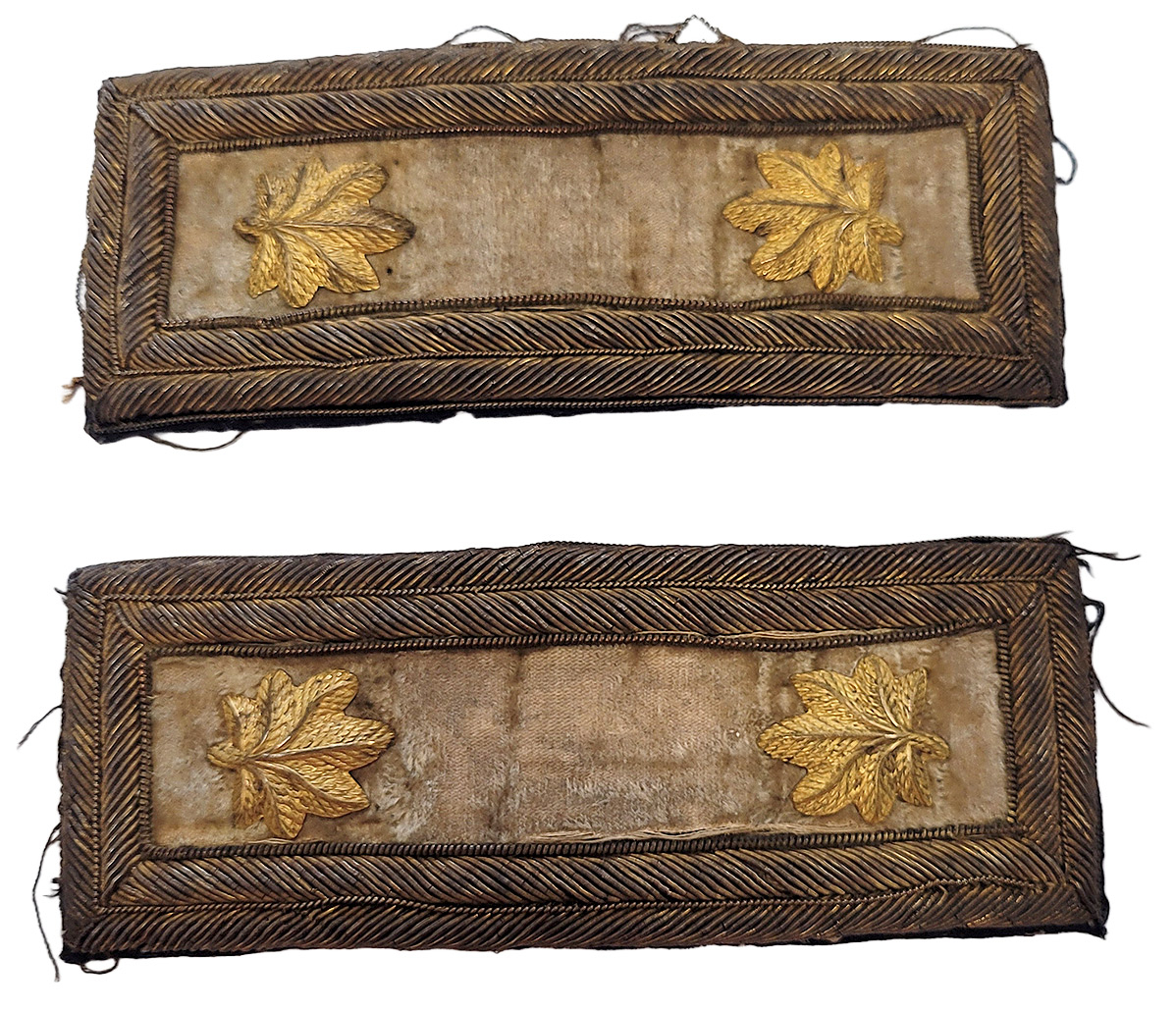 PAIR OF MAJOR’S SHOULDER BOARDS FROM THE EFFECTS OF MAURICE LEYDEN, THIRD NEW YORK CAVALRY