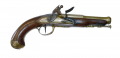  A FINE QUALITY BRASS BARRELED FLINTLOCK PISTOL DATING CIRCA 1770
