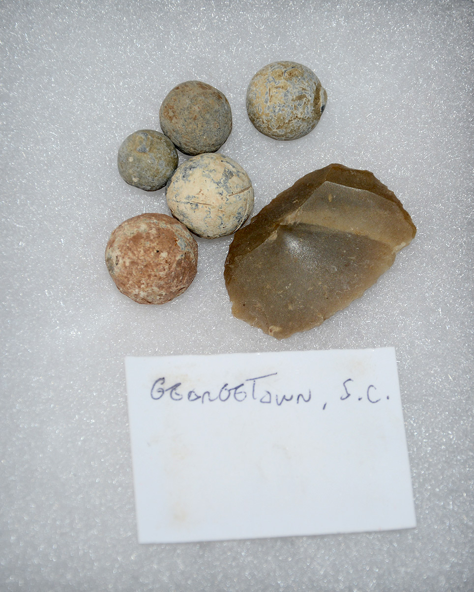 MUSKET BALLS AND FLINT FROM GEORGETOWN, SOUTH CAROLINA