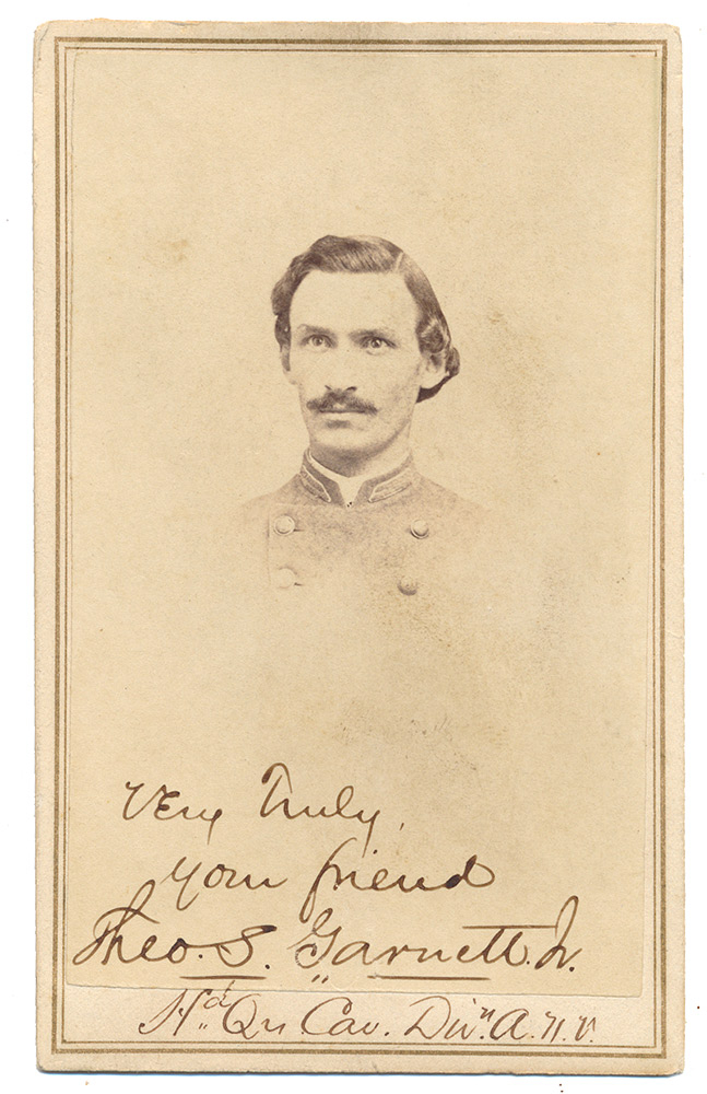 CDV PHOTO OF LT. THEODORE S. GARNETT, JR. 9TH VIRGINIA CAVALRY & GEN’L STUART’S STAFF