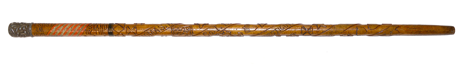 BEAUTIFULLY CARVED WOUNDED-IN-ACTION VETERAN’S CANE: 12th CT AND 1st ME BATTERY- EX-STONE HOUSE MUSEUM