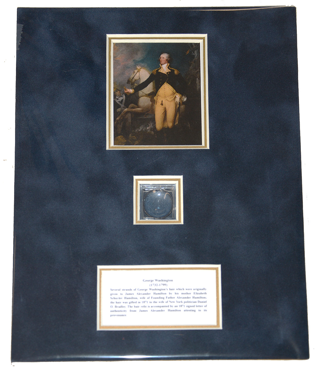 GEORGE WASHINGTON HAIR RELIC DISPLAY – HAMILTON FAMILY PROVENANCE 