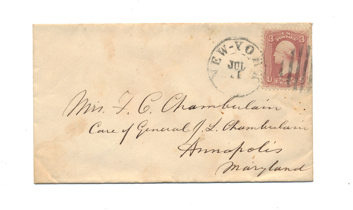 COVER ADDRESSED TO FANNY CHAMBERLAIN, IN CARE OF GEN. JOSHUA L. CHAMBERLAIN, ANNAPOLIS, 1864
