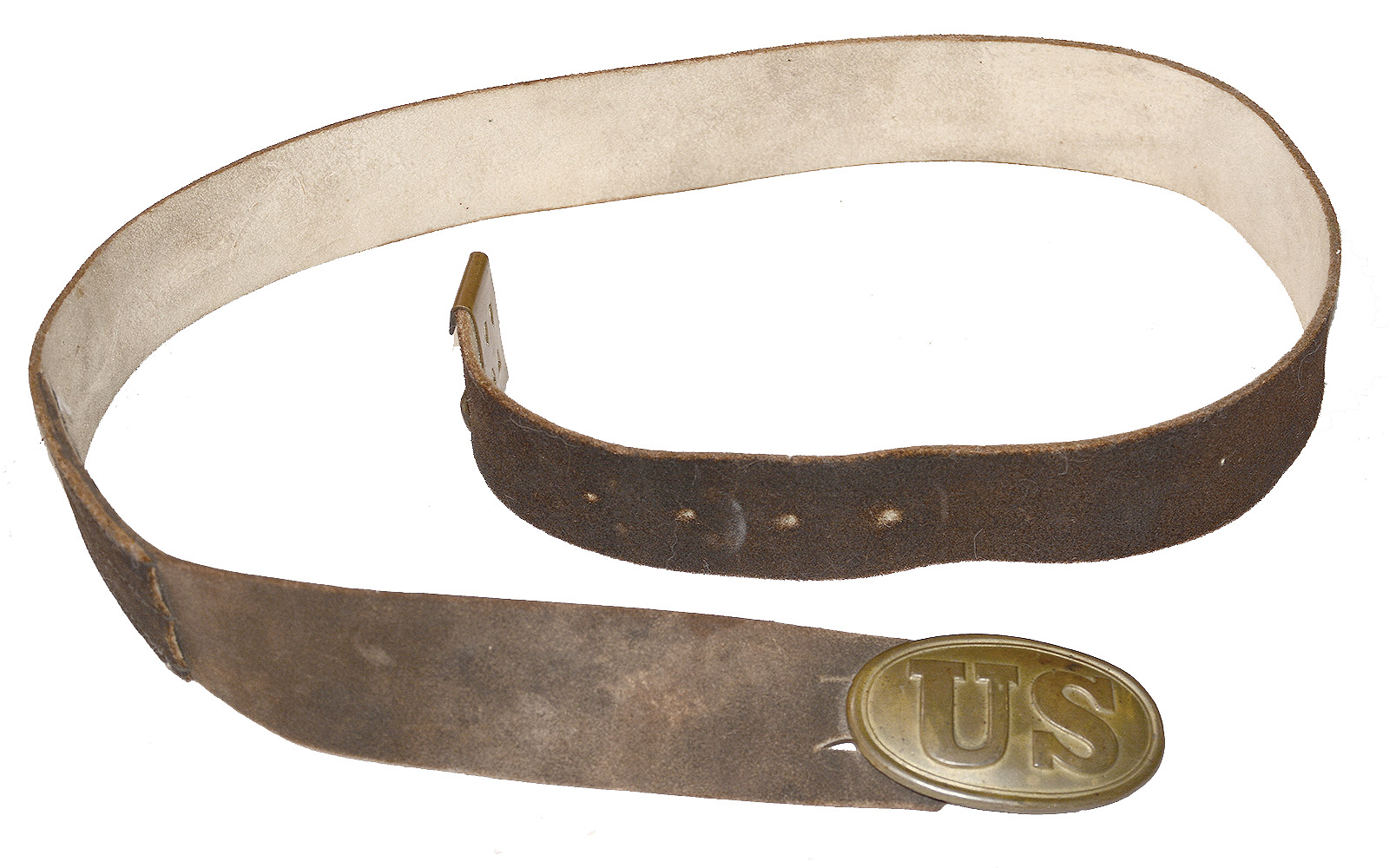 CIVIL WAR ENLISTEDMAN’S BUFF LEATHER WAIST BELT AND US BUCKLE