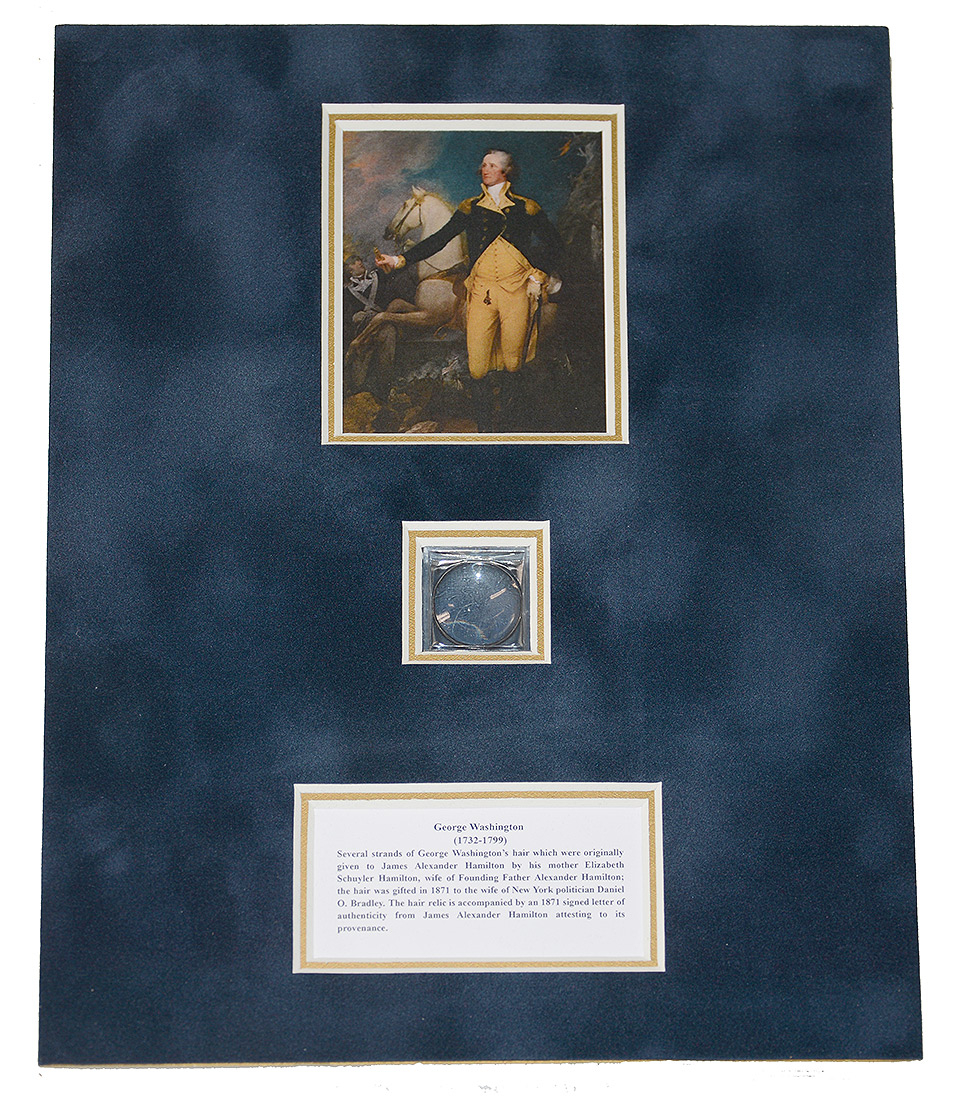 GEORGE WASHINGTON HAIR RELIC DISPLAY – HAMILTON FAMILY PROVENANCE 
