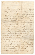 AARON CLAY, CO. B, 26th ILLINOIS INFANTRY – LETTER TO HIS MOTHER FROM PALMYRA, MISSOURI, OCTOBER 1861 – SOLDIER DIED IN SERVICE IN MISSISSIPPI, JULY 1862