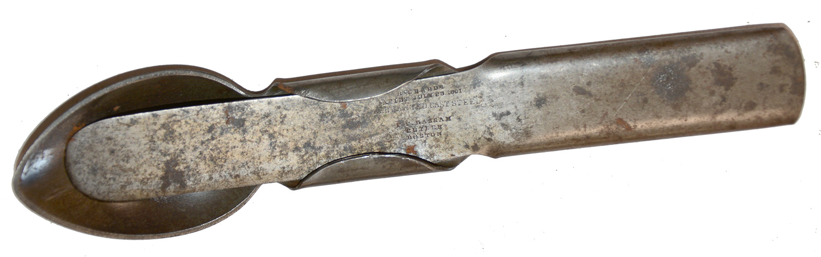 RICHARDS PATENT COMBINATION KNIFE, FORK AND SPOON — F. F. HASSAM, CUTLER, BOSTON