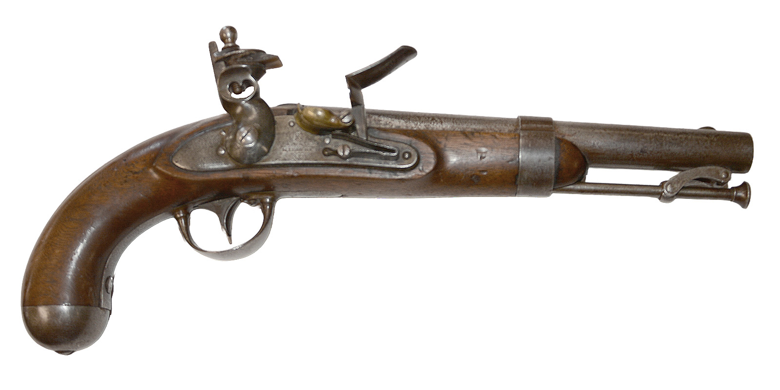 US MODEL 1836 .54 CALIBER FLINTLOCK PISTOL BY ASA WATERS, MILLBURY, MASSACHUSETTS; LOCK DATED 1837, RIFLED BARREL