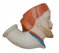 GERMAN PAINTED CLAY PIPE BOWL WITH ZOUAVE FIGURE – MARKED A. O. JES. GESCH