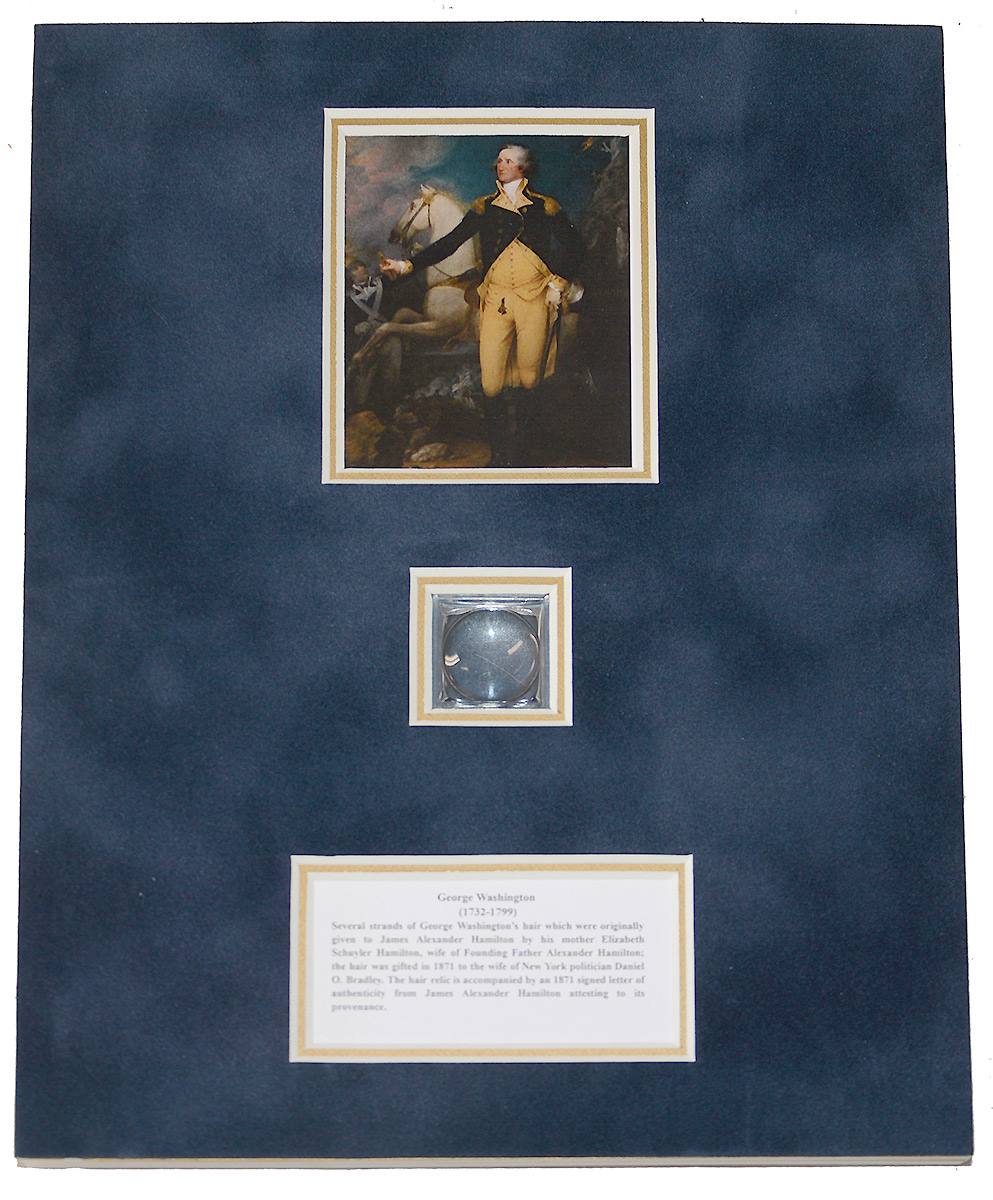 GEORGE WASHINGTON HAIR RELIC DISPLAY – HAMILTON FAMILY PROVENANCE 