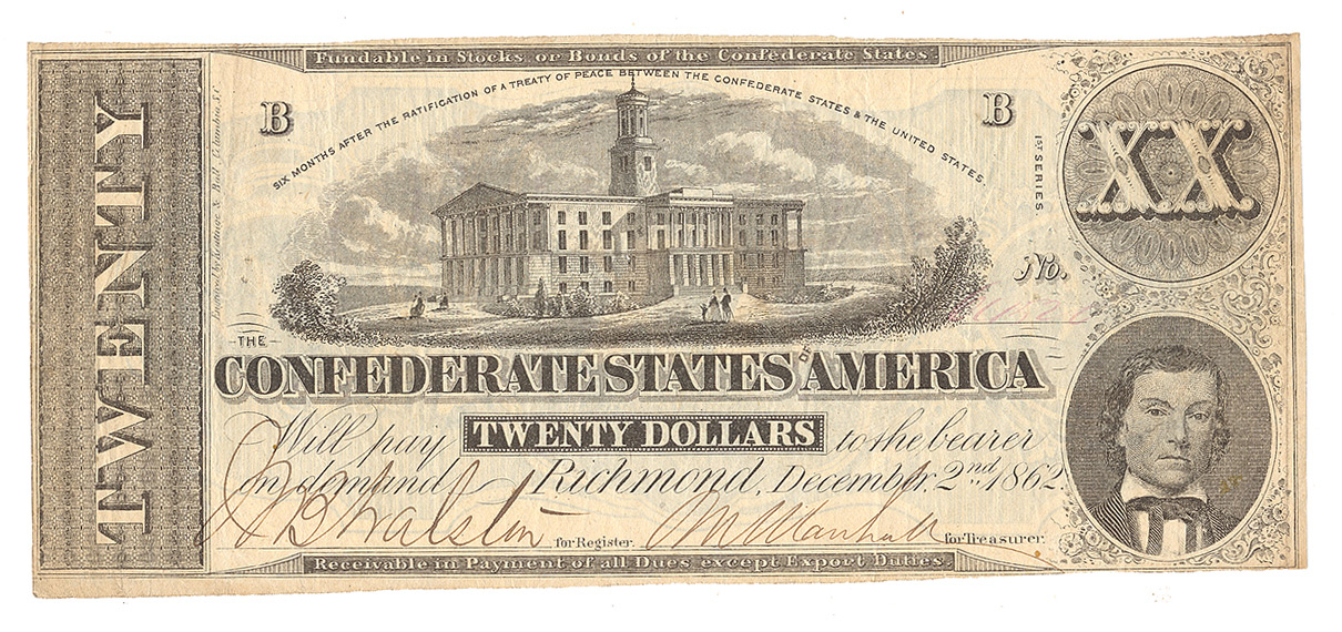 1862 CONFEDERATE $20 NOTE