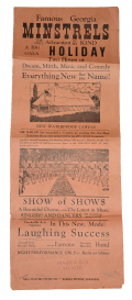 FAMOUS GEORGIA MINSTRELS DOUBLE SIDED TENT SHOW BILL –EUREKA SPRINGS, ARKANSAS – STAMPED FOR HUGHES ARKANSAS 