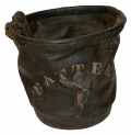 ARTILLERY WATER BUCKET, TARRED CANVAS, STENCILED "BATTERY / I"