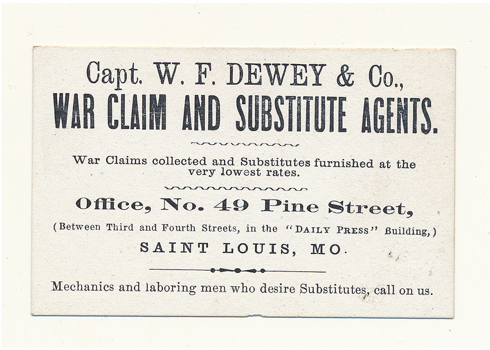 WAR CLAIM & SUBSTITUTE AGENT BUSINESS CARD
