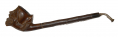CARVED ZOUAVE BUST PIPE WITH CHERRYWOOD STEM AND HORN MOUTHPIECE