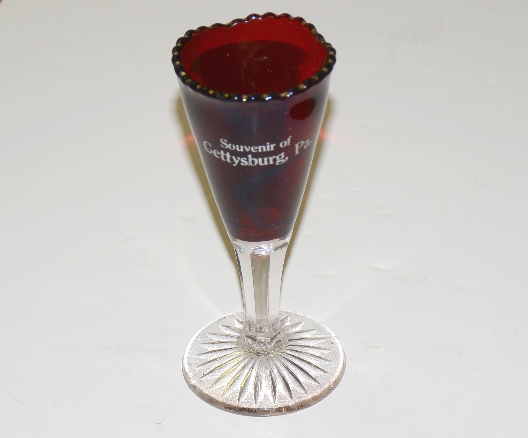 GETTYSBURG SOUVENIR RUBY WINE GLASS