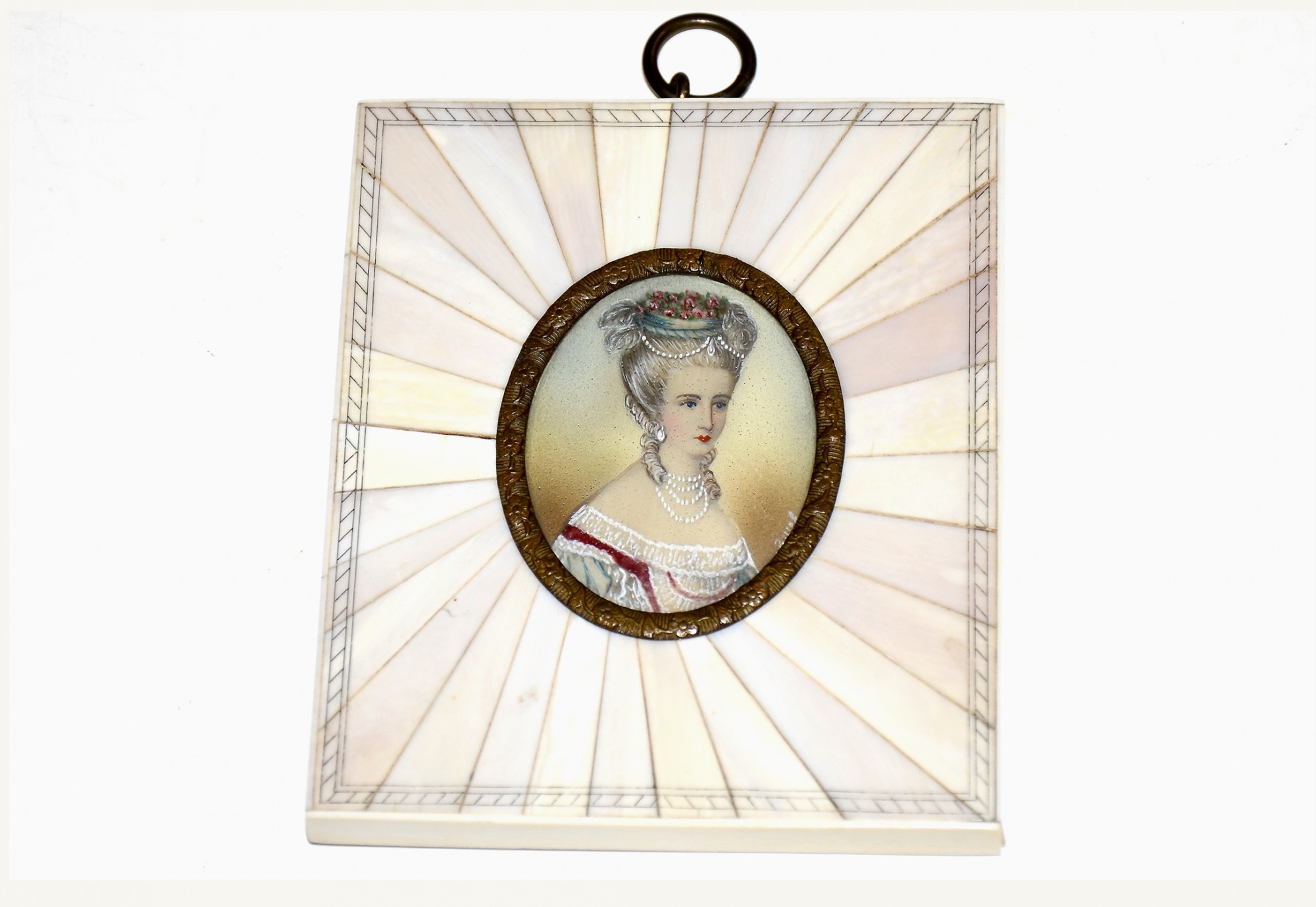 EXQUISITE 18TH CENTURY MINIATURE OIL PAINTING ON IVORY – MARIE THERESE DE SAVOIE